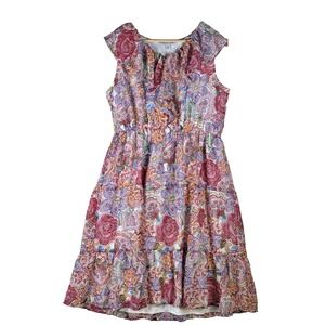 Marissa Olivia Womens‎ Dress Sz M Floral Colorful Sleeveless Tiered Ruffle